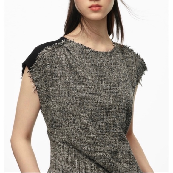 NWT Zara Studio Gray Tweed Midi Dress Size XS Avant Garde Editorial Blogger Fav - Picture 3 of 13